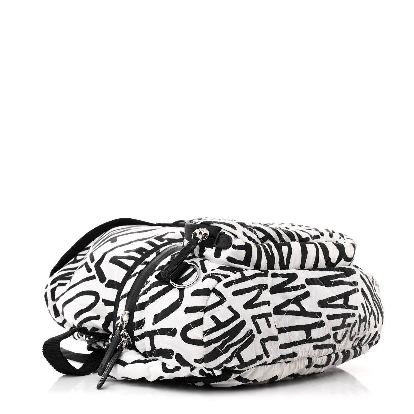 Nylon Printed Quilted Coco Neige Convertible Backpack Black White