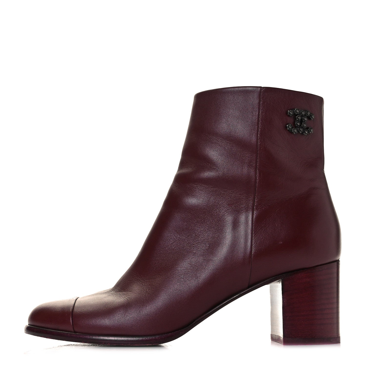 Chanel CC Ankle Boots 39.5 Burgundy 1 of 9