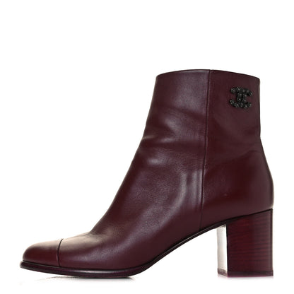 Chanel CC Ankle Boots 39.5 Burgundy 1 of 9