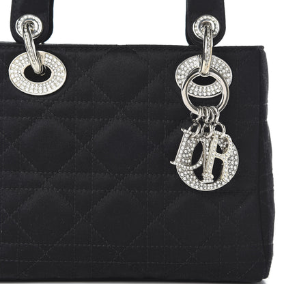 Christian Dior Satin Swarovski Crystal Cannage Mini Lady Dior Black 9 of 9