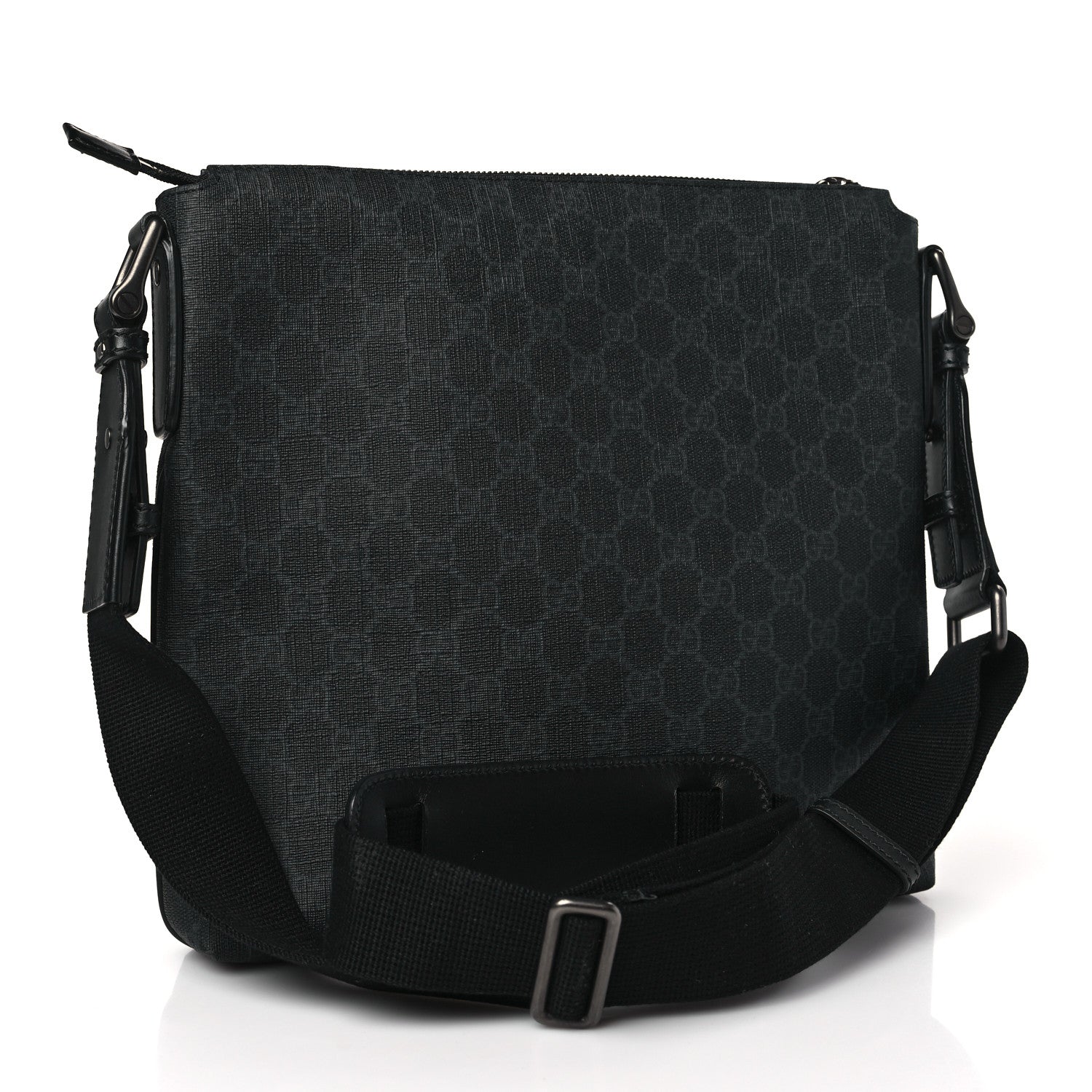 Gucci GG Supreme Monogram Crossbody Messenger Bag Black Grey 3 of 9