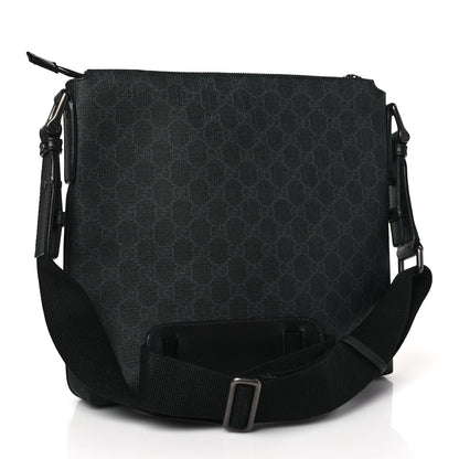 Gucci GG Supreme Monogram Crossbody Messenger Bag Black Grey 3 of 9