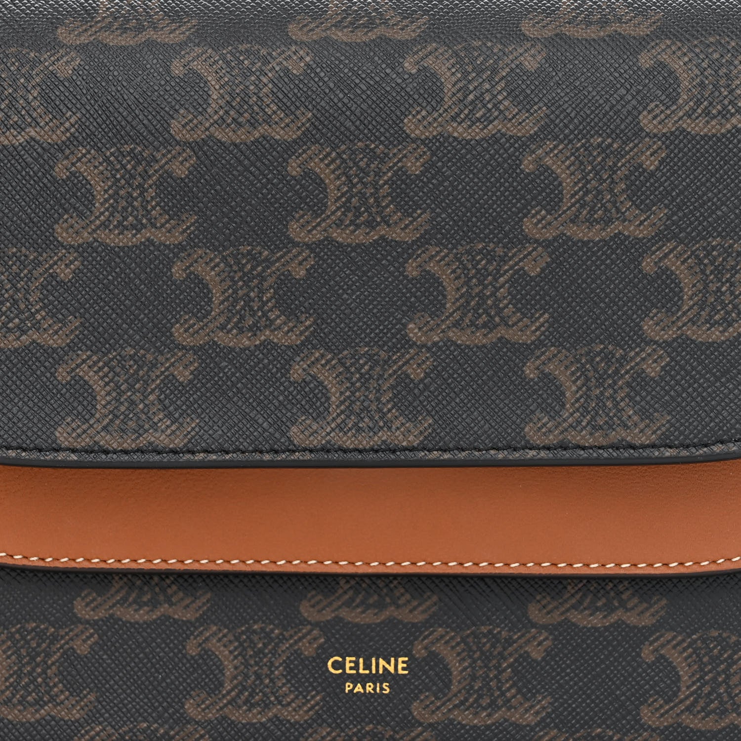 Celine Triomphe Canvas Lambskin Wallet On Strap Tan 9 of 11
