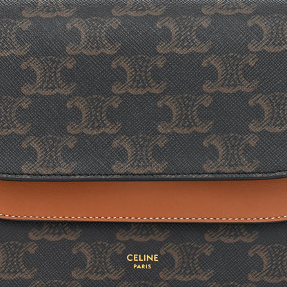 Celine Triomphe Canvas Lambskin Wallet On Strap Tan 9 of 11