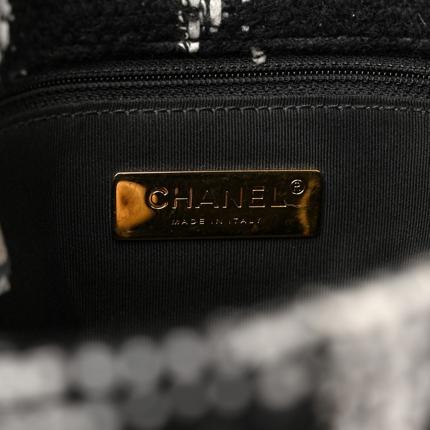 Chanel Tweed Quilted Medium Chanel 19 Flap Black White 6 of 10