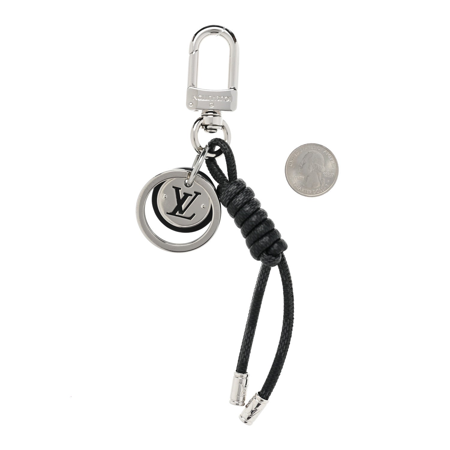 Louis Vuitton Palladium Damier Graphite Rope Bag Charm Key Holder 2 of 4