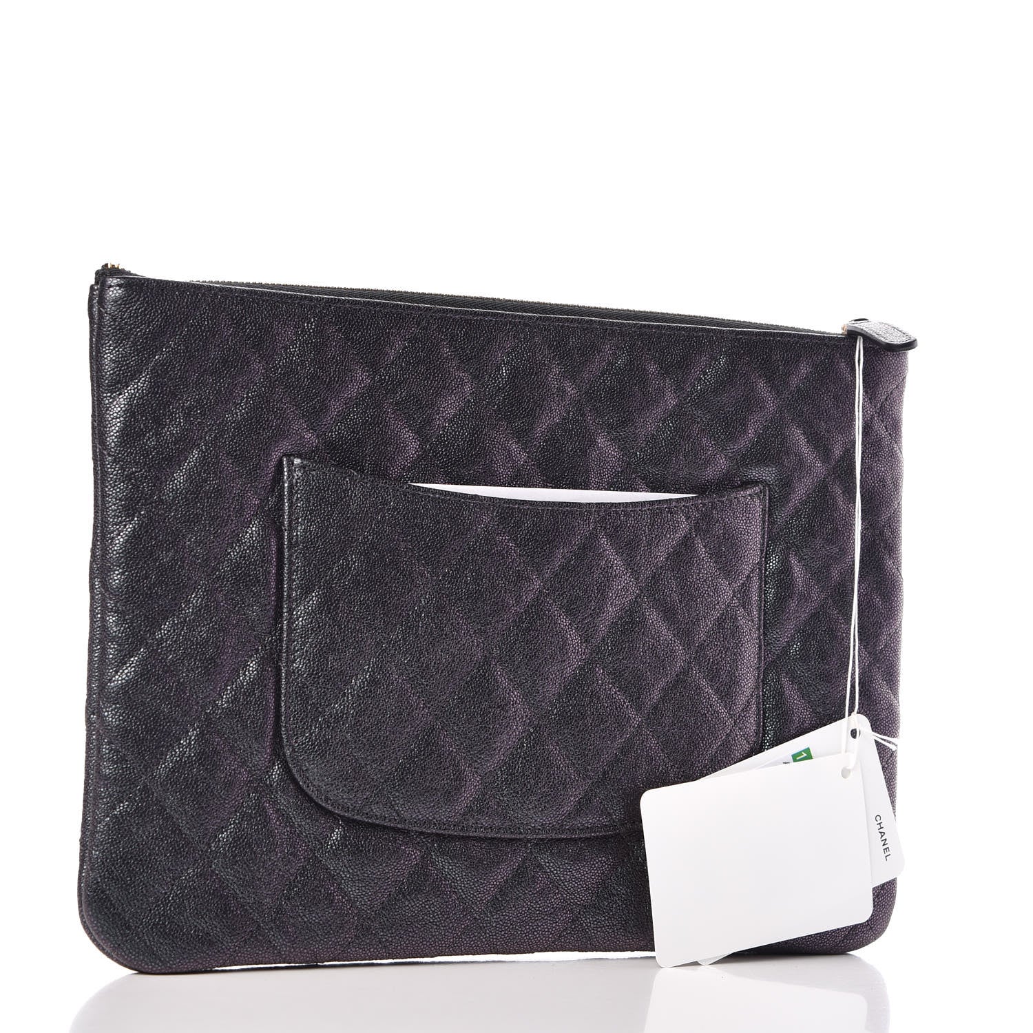 Chanel Iridescent Caviar Medium Night by the C Pouch Clutch Black 3 of 9