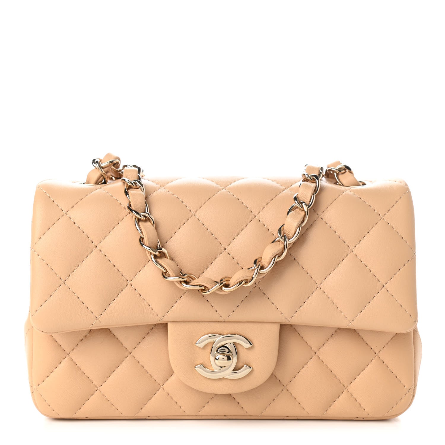Chanel Lambskin Quilted Mini Rectangular Flap Beige 1 of 11