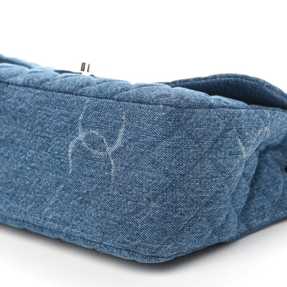 Chanel Denim Quilted CC Print Jumbo Single Flap Blue 8 of 8
