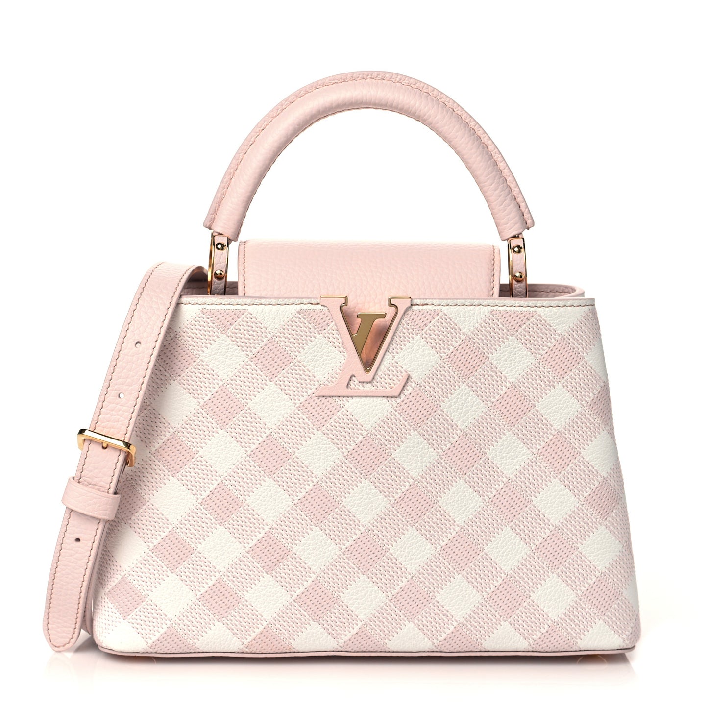 Taurillon Embroidered Vichy Capucines BB Light Pink