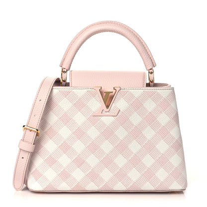 Louis Vuitton Taurillon Embroidered Vichy Capucines BB Light Pink 1 of 9