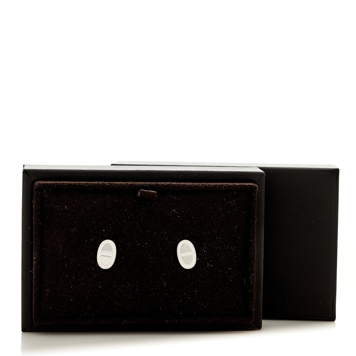 18K White Gold Diamond Chaine d'Ancre Contour Stud Earrings