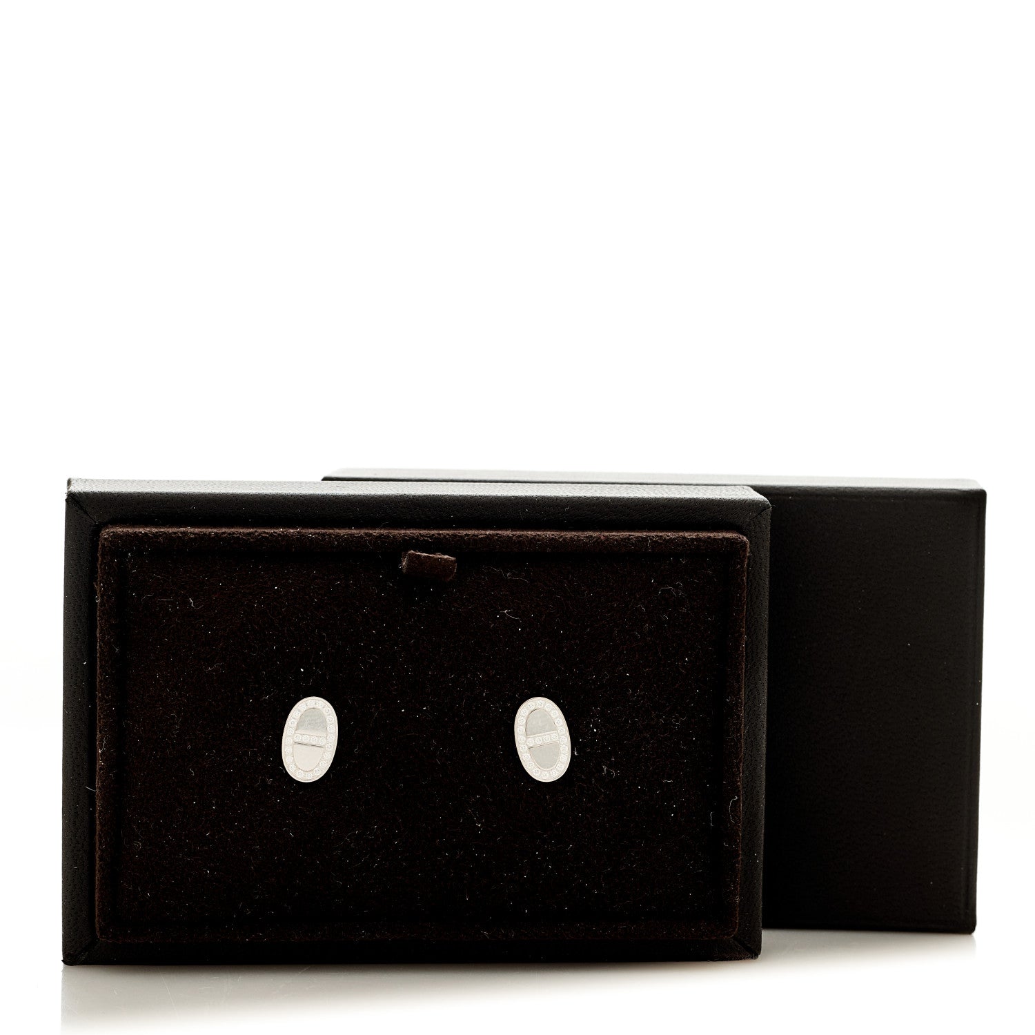 Hermes 18K White Gold Diamond Chaine d'Ancre Contour Stud Earrings 5 of 5
