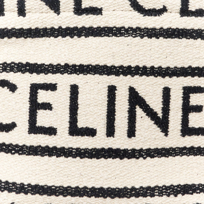 Celine Canvas Small All Over Cabas Thais White Black 7 of 9