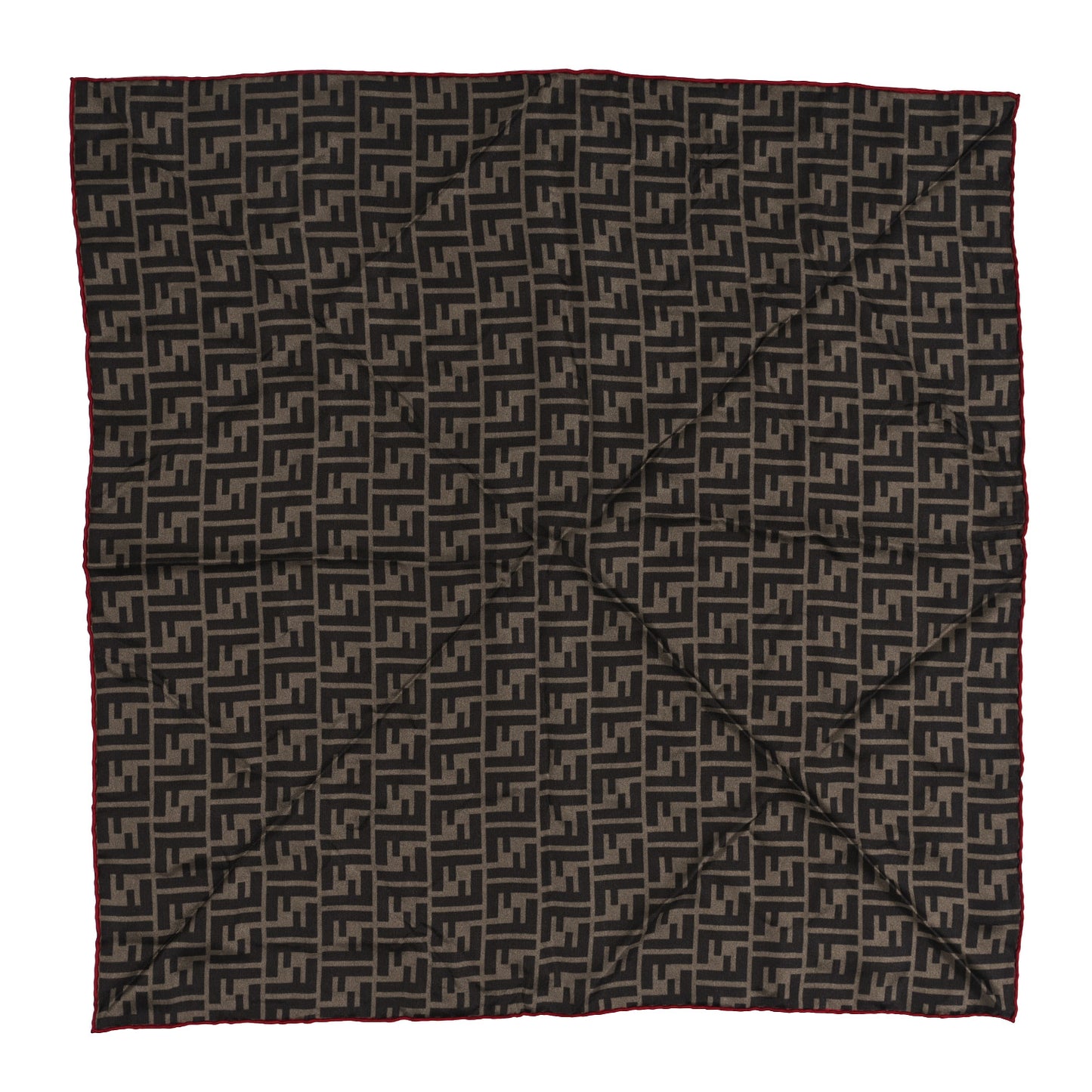 Silk FF Scarf Brown Black Red
