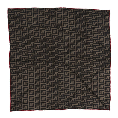 Fendi Silk FF Scarf Brown Black Red 2 of 3