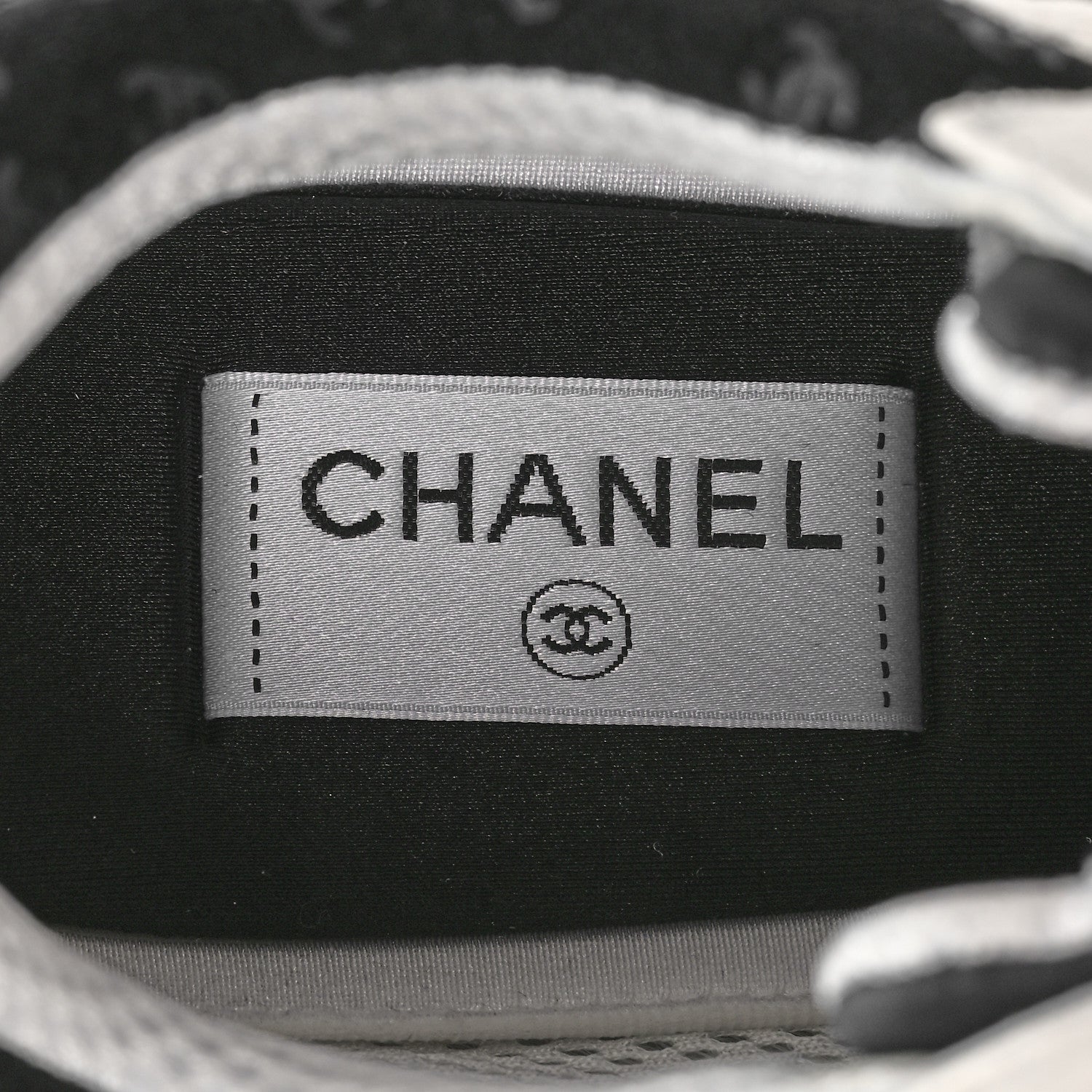 Chanel Nylon Suede Calfskin Printed CC Sneakers 41.5 White Black 8 of 9