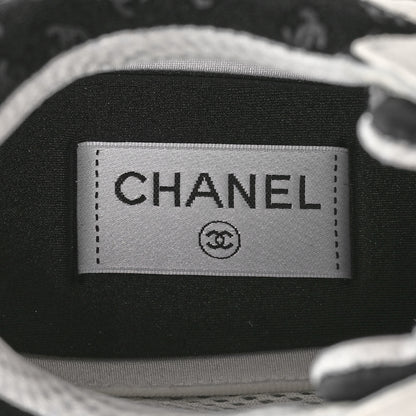Chanel Nylon Suede Calfskin Printed CC Sneakers 41.5 White Black 8 of 9