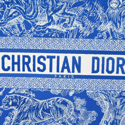 Christian Dior Canvas Embroidered Medium Dioriviera Toile De Jouy Book Tote Fluorescent Blue 11 of 11