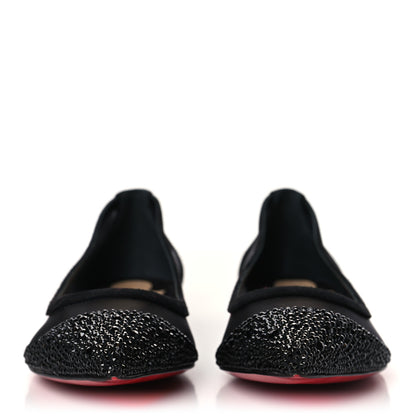 Christian Louboutin Veau Velours Rete Strass Galativi Flats 36 Black 2 of 7
