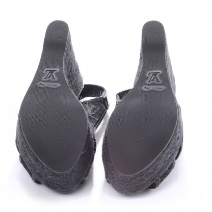 Louis Vuitton Bastille Denim Wedge Sandals Black 37 5 of 6