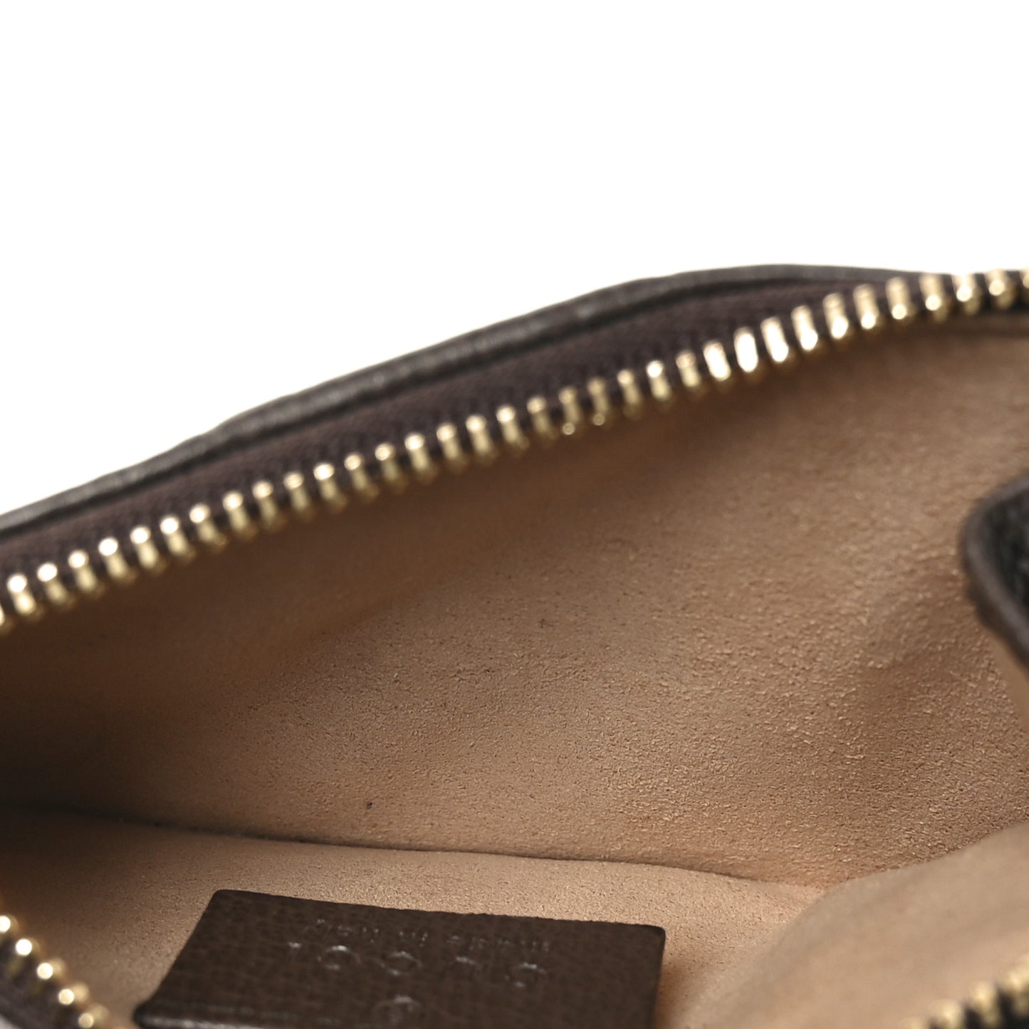 GG Supreme Monogram Web Ophidia Zip Card Case Brown