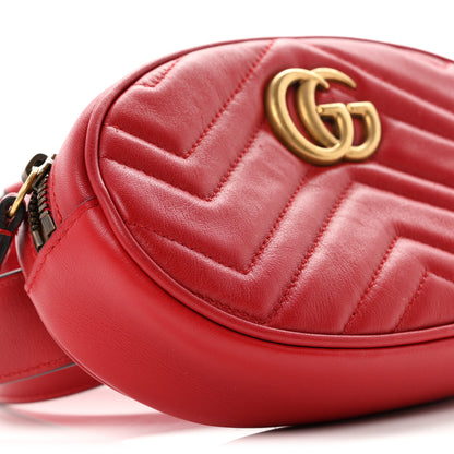 Gucci Calfskin Matelasse GG Marmont Belt Bag 75 30 Hibiscus Red 8 of 9