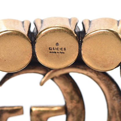 Gucci Metal Crystal Double G Brooch Aged Gold 4 of 5