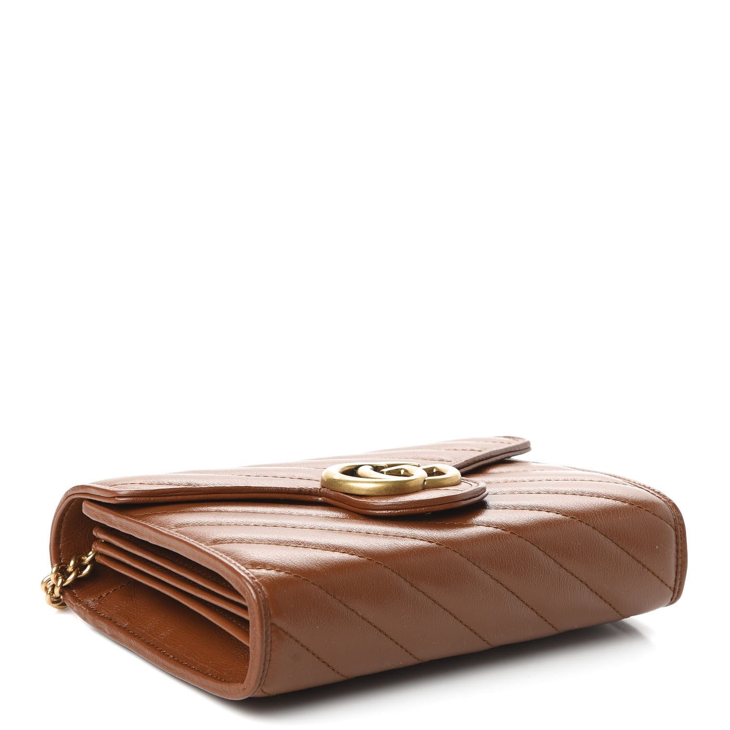 Gucci Azalea Calfskin Matelasse Diagonal GG Marmont Chain Wallet Cuir 4 of 9