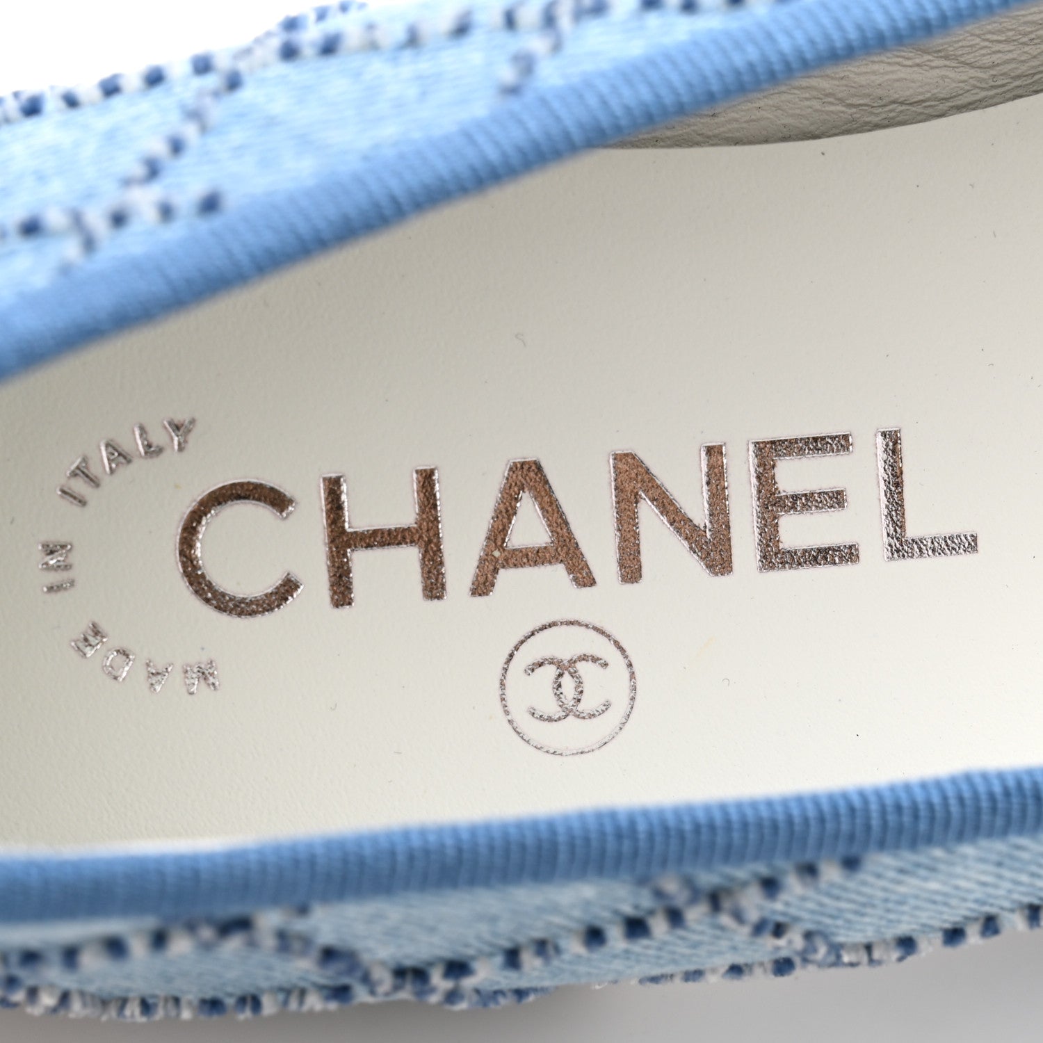 Chanel Denim Embroidered Grosgrain CC Cap Toe Ballerina Flats 37 Blue Black 6 of 10