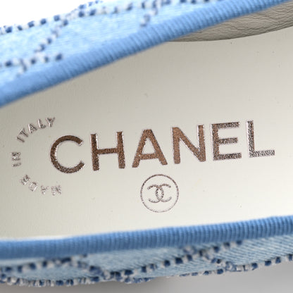Chanel Denim Embroidered Grosgrain CC Cap Toe Ballerina Flats 37 Blue Black 6 of 10