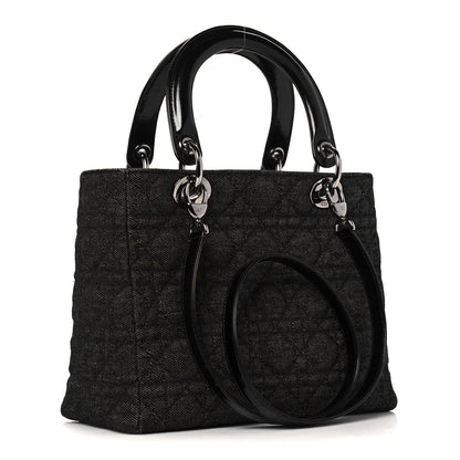 Christian Dior Denim Cannage Medium Lady Dior Black 2 of 11