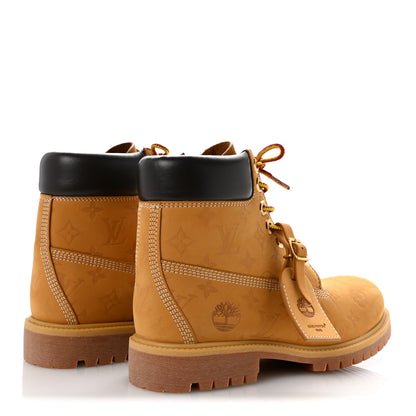 Louis Vuitton X Timberland Suede Calfskin Monogram Mens Ankle Boots 9 Wheat 5 of 10