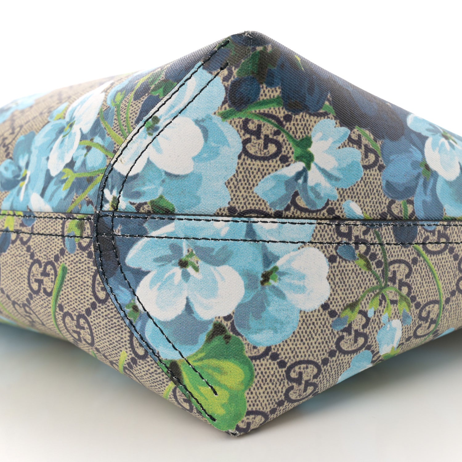 Gucci GG Supreme Monogram Blooms Medium Reversible Tote Beige Blue Navy 10 of 12