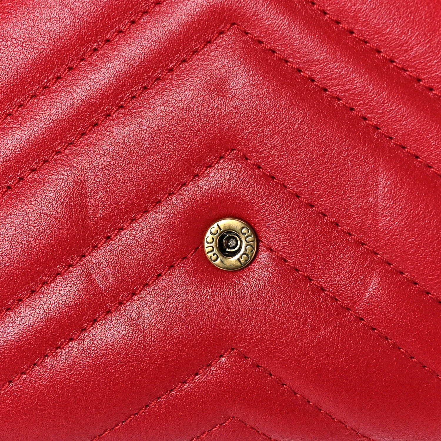 Gucci Calfskin Matelasse Mini GG Marmont Chain Wallet Hibiscus Red 9 of 9
