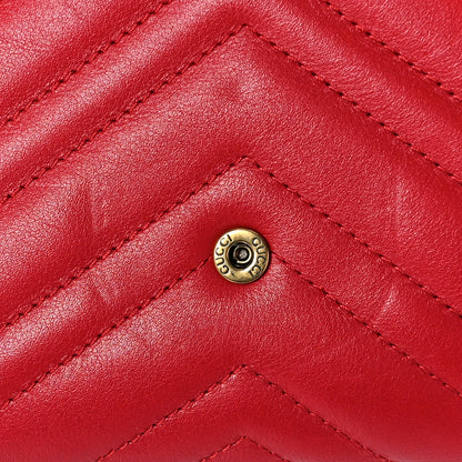 Gucci Calfskin Matelasse Mini GG Marmont Chain Wallet Hibiscus Red 9 of 9