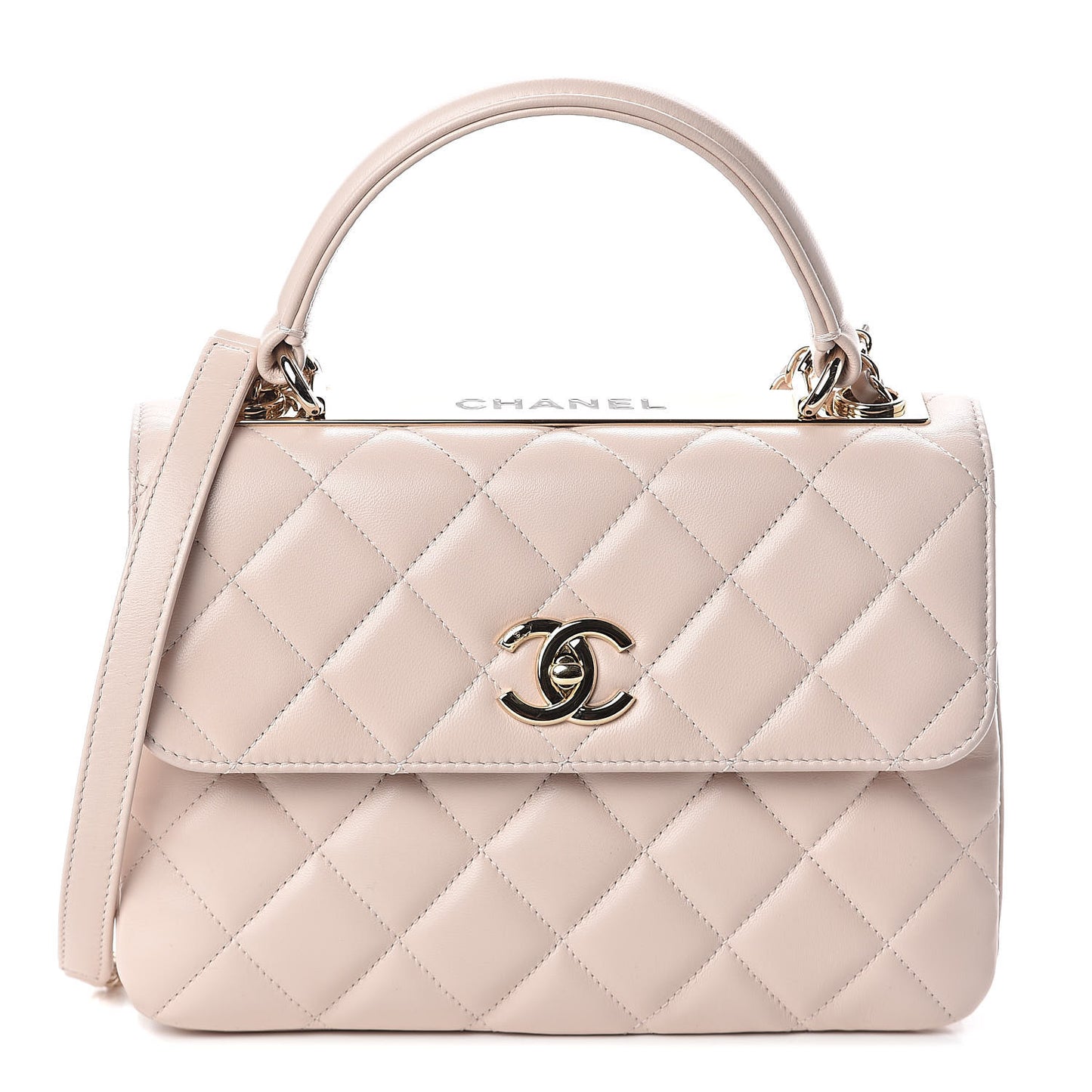 Lambskin Quilted Small Trendy CC Flap Dual Handle Bag Light Pink