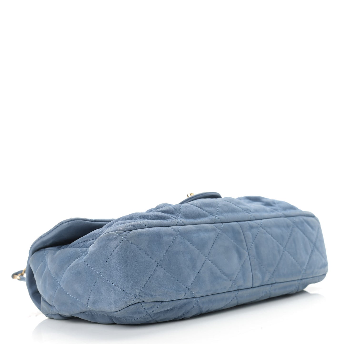 Iridescent Calfskin Large Chic Quilt Flap Dark Blue