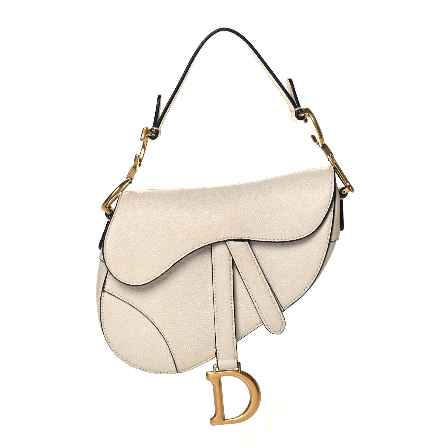 Christian Dior Grained Calfskin Mini Saddle Bag White 1 of 11