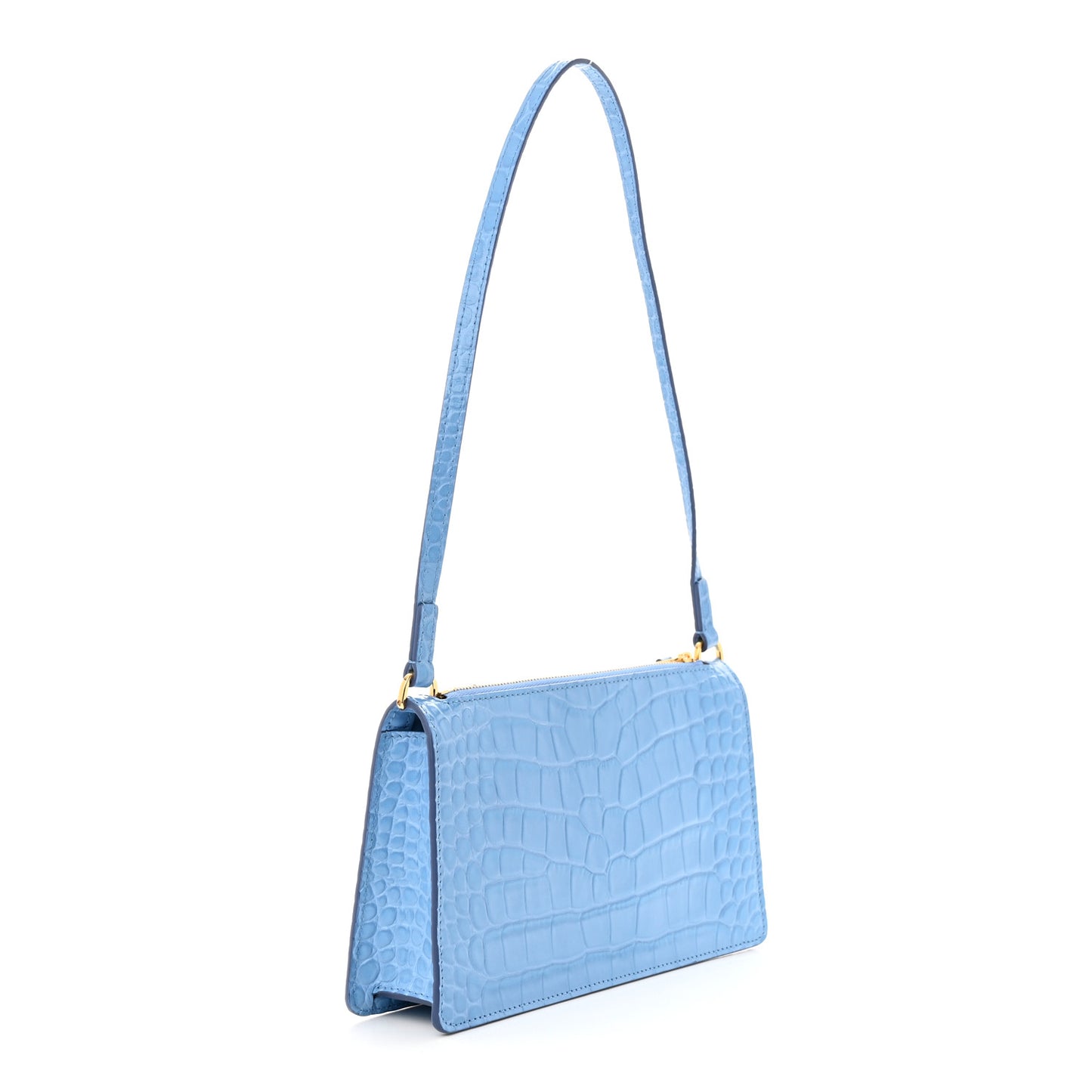 Crocodile Embossed Mini TB Shoulder Bag Blue
