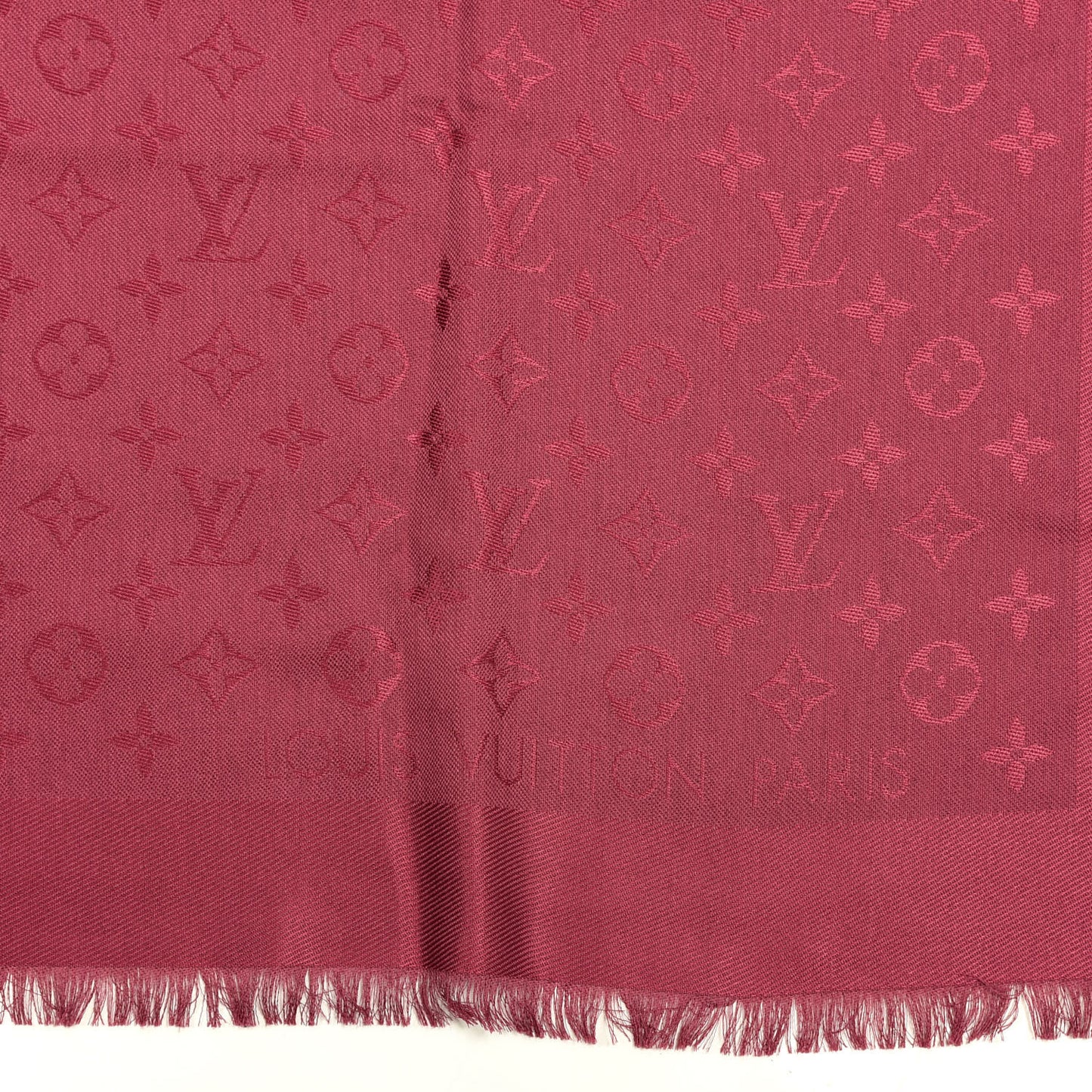 Silk Wool Monogram Shawl Wine Red