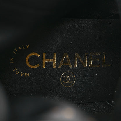 Chanel Shiny Calfskin Patent Cap Toe Lace Up Combat Boots 36.5 Black 9 of 10