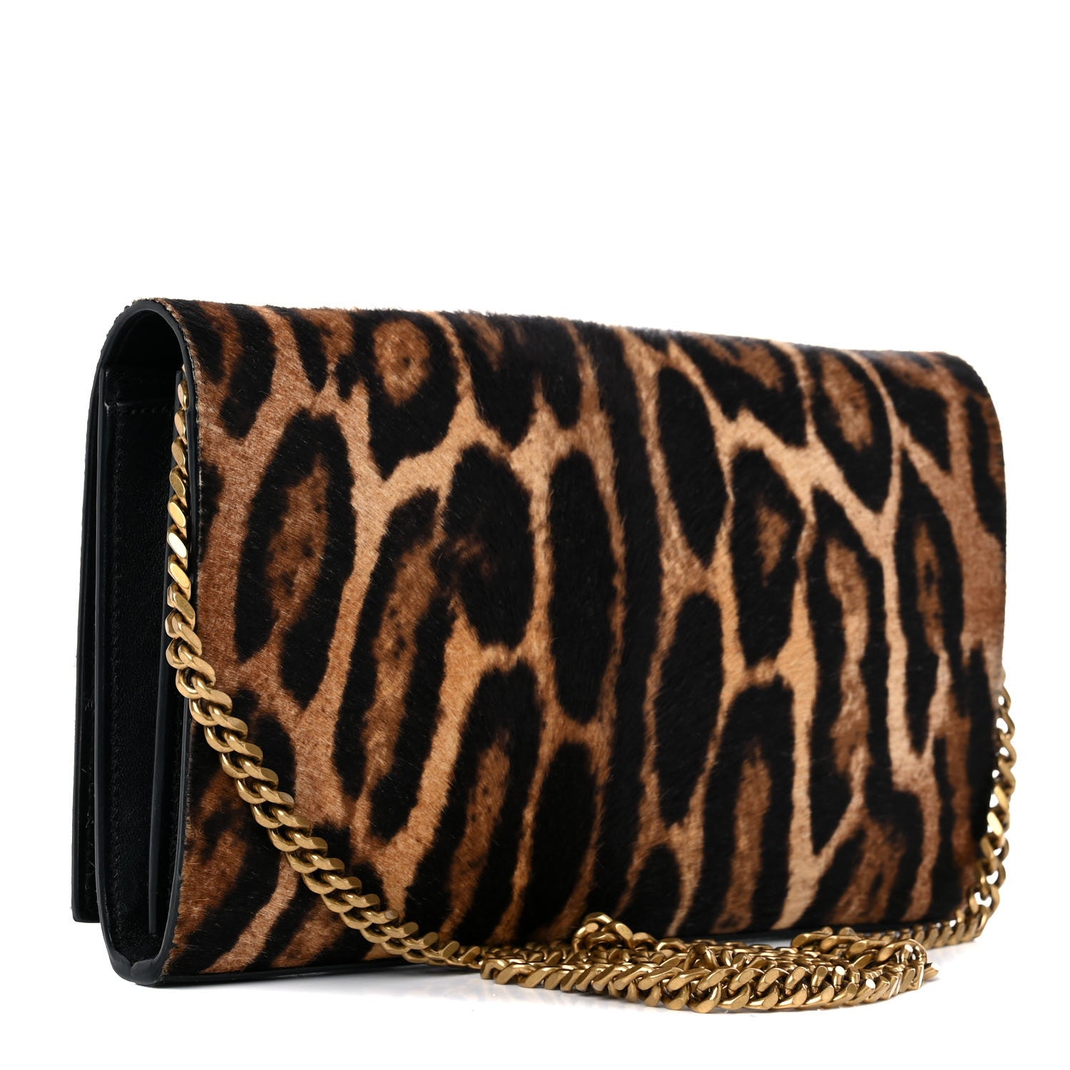 Saint Laurent Calf Hair Monogram Chain Wallet Leopard 1 of 14