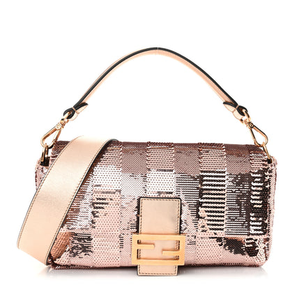 Fendi Sequin Metallic Nappa Pequin Baguette Rame 1 of 10
