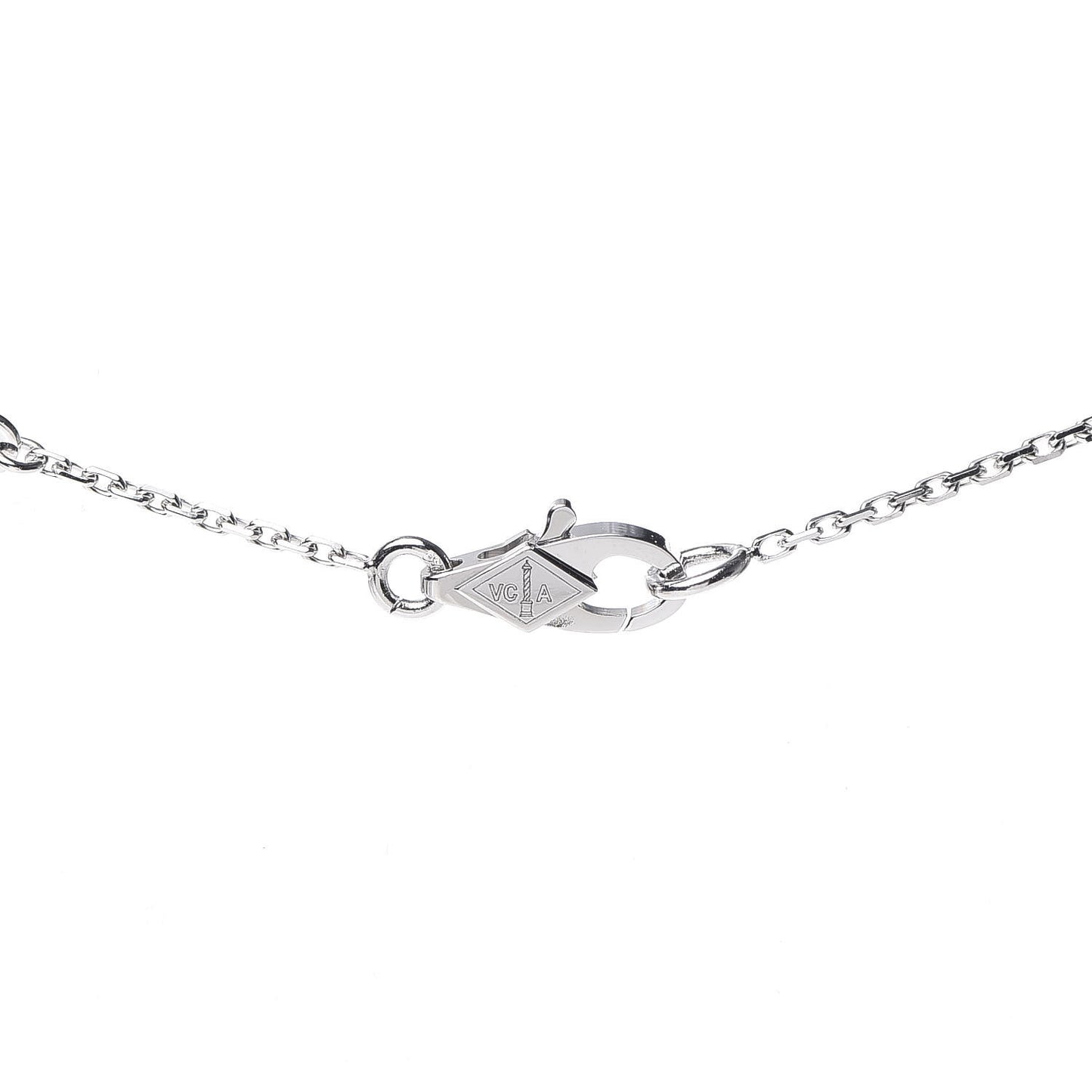 18K White Gold Diamond Sweet Alhambra Pendant Necklace
