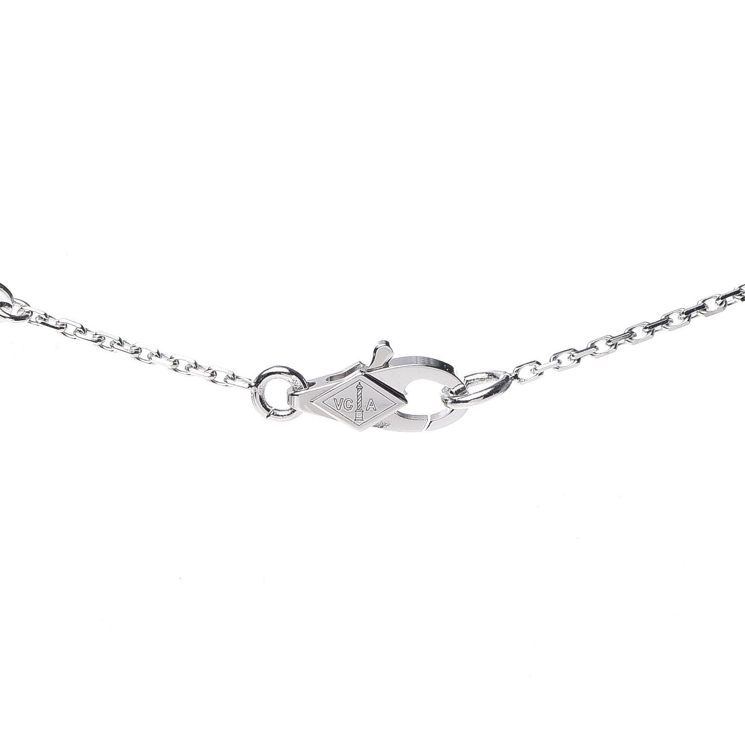 Van Cleef & Arpels 18K White Gold Diamond Sweet Alhambra Pendant Necklace 5 of 6