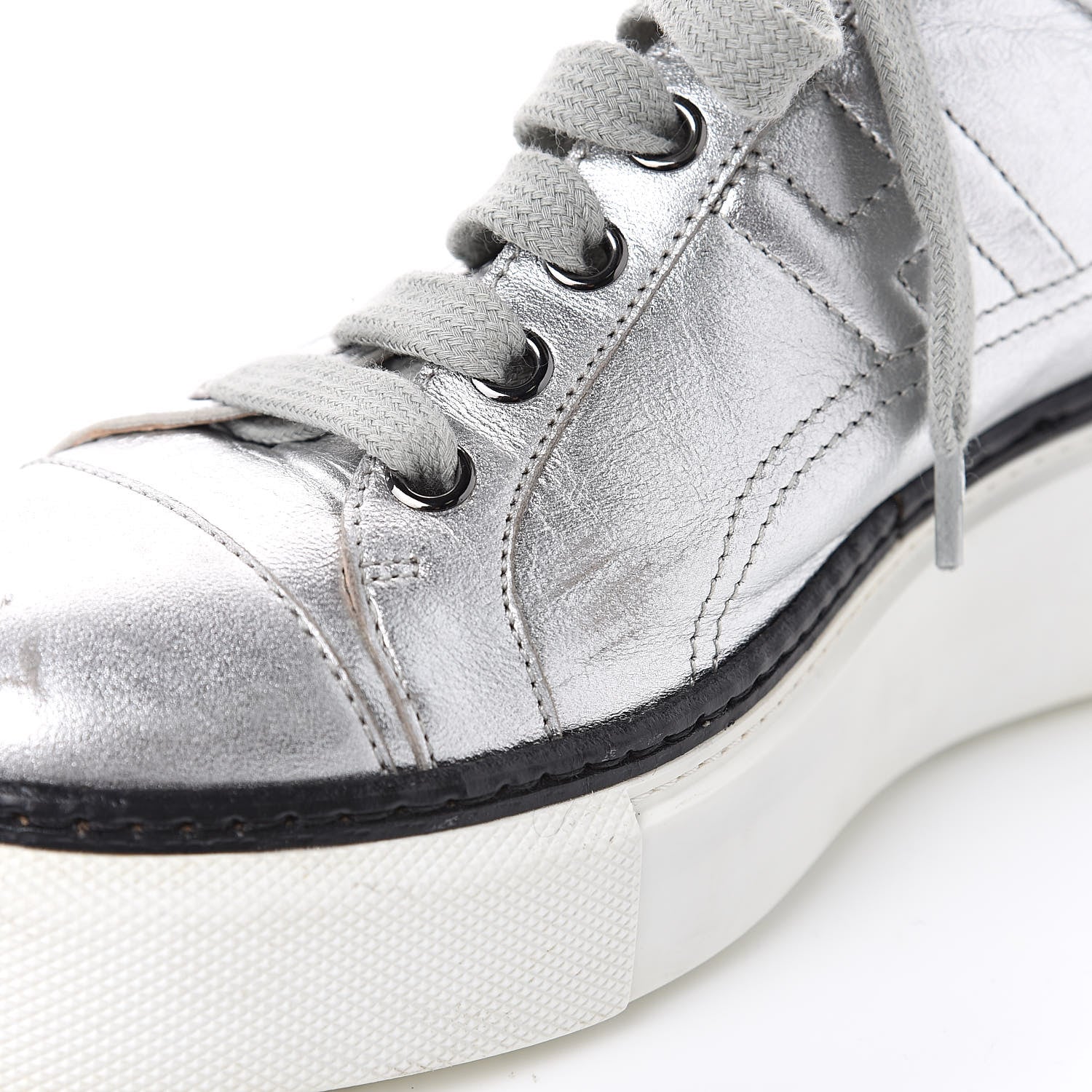 Hermes Metallic Nappa Polo Sneakers 35.5 Argent Black 9 of 14