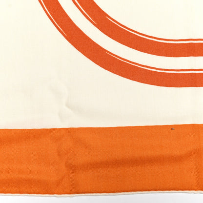 Hermes Silk Cashmere Brides De Gala Applique Pique Shawl 140 Orange White Roux 6 of 6