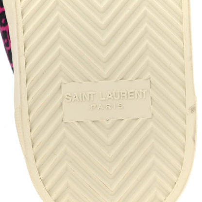 Saint Laurent Canvas Leopard Print Venice Low Top Sneakers 38 Fuxia Black 7 of 10