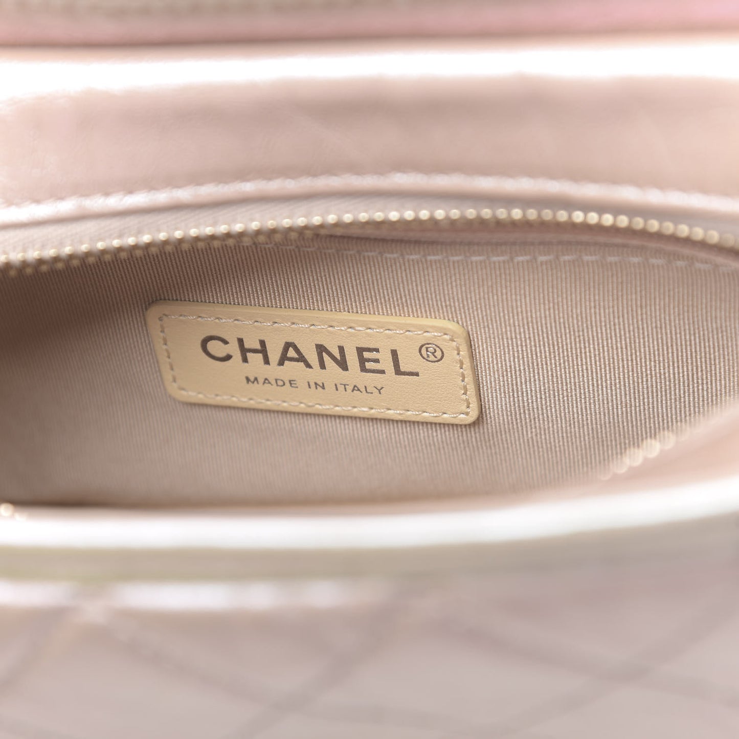 Iridescent Aged Calfskin Quilted Small Gabrielle Hobo Light Pink